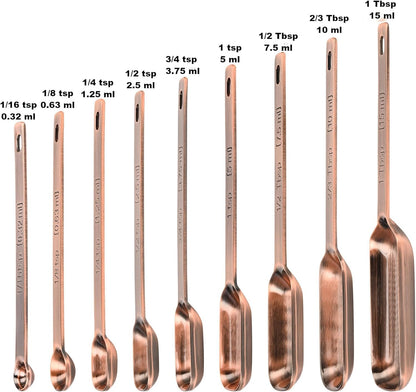 Copper Plate Measuring Cups and Spoons Set of 12, Copper Measuring Cups and Spoons Set with Leveler, Stainless Steel Measuring Spoons & Cups for Dry & Liquid Ingredients During Kitchen&Baking