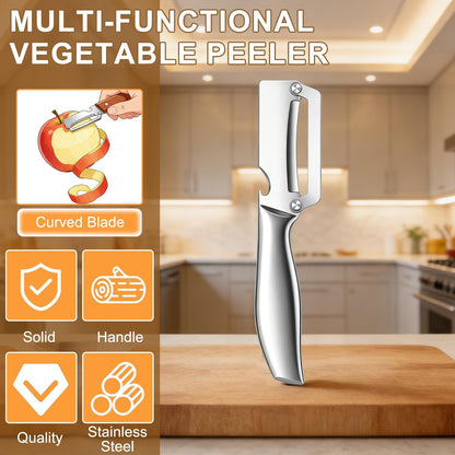 2pcs Multi-Functional Vegetable Peeler for Kitchen,2-In-1 Stainless Steel Kitchen Tool for,stainless steel sharp blade with bottle opener,Suitable for fruits and vegetables