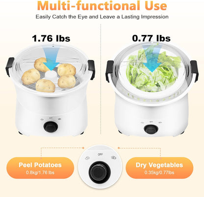 Electric Potato Peeler Machine with 2 Spare Blades, Automatic Potato Peeler Stainless Steel Swivel Vegetable Fruits Fruit Potato Peeler, Apple Paring Machine Kitchen Peeling Tool