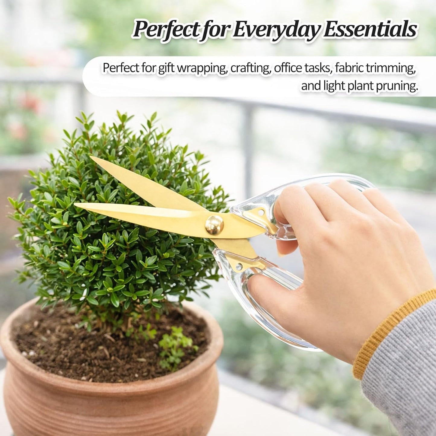 8.27-Inch Golden Kitchen Shears, Titanium-Coated Stainless Steel Cooking Scissors, Dishwasher Safe Utility Meat Scissors with Acrylic Handle
