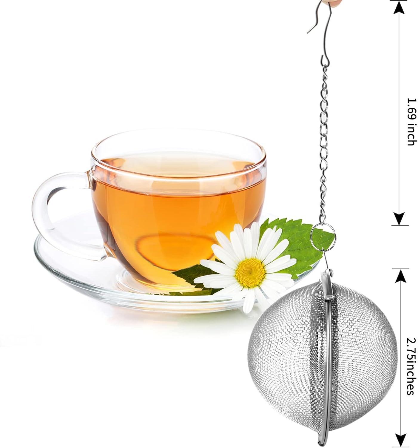 Fu Store 2pcs Stainless Steel Mesh Tea Ball 2.1 Inch Tea Strainers Teas Infuser Strainer Filters for Teas
