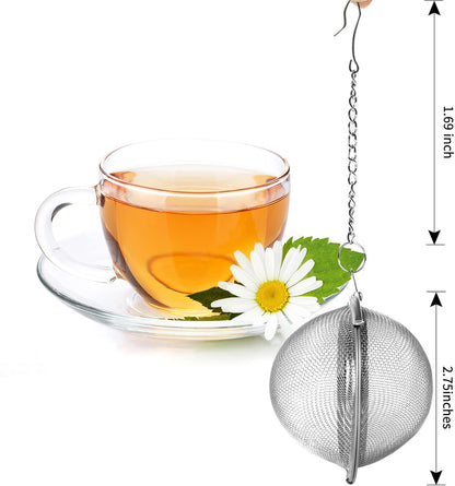 Fu Store 2pcs Stainless Steel Mesh Tea Ball 2.1 Inch Tea Strainers Teas Infuser Strainer Filters for Teas