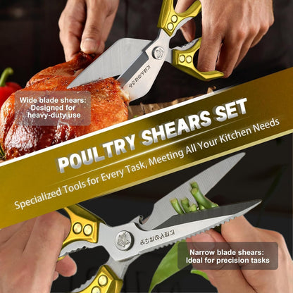 Dream Reach Poultry Shears, Heavy Duty Kitchen Shears with Serrated Edge, No Rust Spring Loaded, Multipurpose Stainless Steel Kitchen Scissors for Chicken, Bone, Meat, Turkey, Fish Thanksgiving Gifts