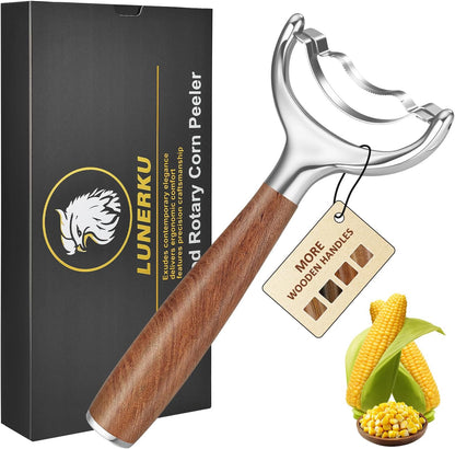 Stainless Steel Corn Peeler, Durable Corn on the Cob Stripper Tool with Solid Wood Good Grip Handle for Salad Polenta Pizza Popcorn Cooking Gifts for Woman Her Mom Birthday (Exotic Ebony)