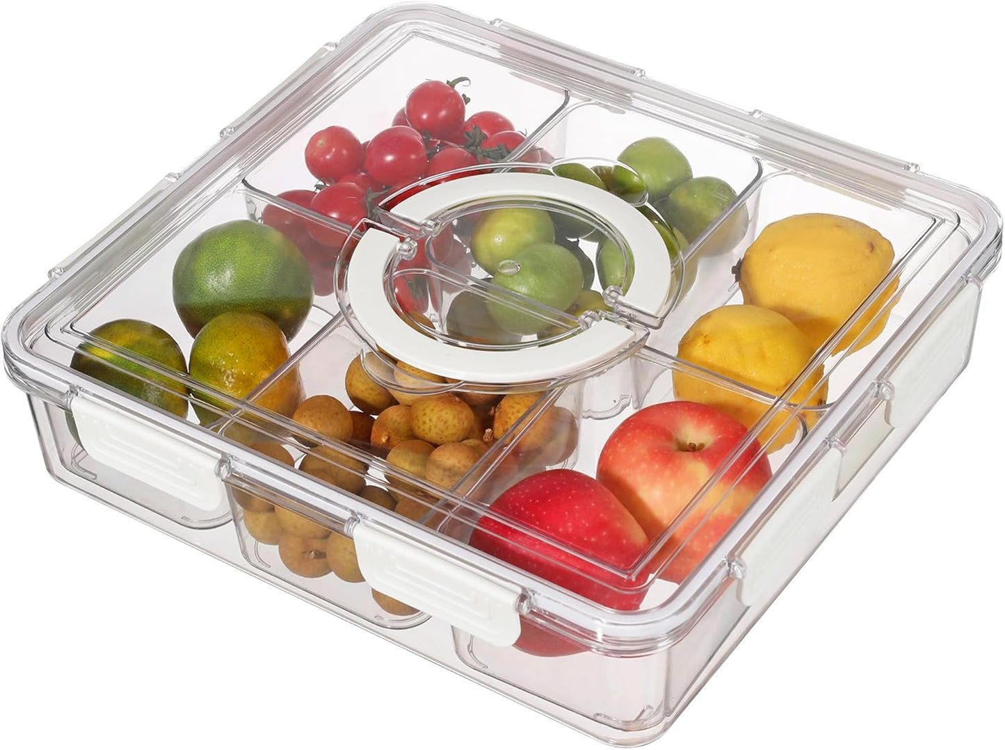 Taiuloo Airtight Fruit Storage Containers for Fridge with Lid & Handle, BPA-Free Snack Box Container with 4 Removable Colanders, Berry Vegetable Fresh Produce Saver, Clear Refrigerator Organizer Bins