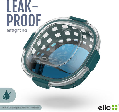 Ello DuraGlass Food Storage Glass Lunch Bowl - Meal Prep Container with Silicone Sleeve and Airtight Lid, 5 Cup, Yucca