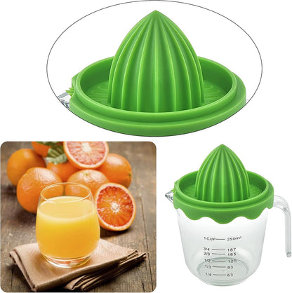 Citrus Orange Juicer, Lemon Manual Hand Squeezer Lime Press Anti-Slip Lid Rotation Reamer with Strainer and Container…