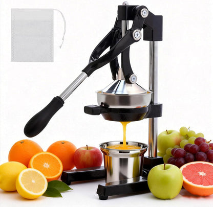 Cast Iron Juicer,Manual Juicer Hand Press,Professional Citrus Juicer,with Stainless Steel Cup,Easy to Use & Clean,Heavy Duty Stainless Steel Manual Juicer For Orange Juice,Pomegranate,Lemon(Black)