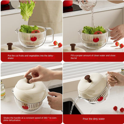 Salad Spinner, Salad Washer And Spinner, Fruit And Vegetable Washer & Dryer, Lettuce Spinners With Vegetable Washing Basket, Fruit Washing Bowl, Easy-Clean Kitchen Gadget For Greens