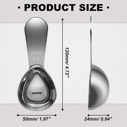 Coffee Scoops 2Tbs (30ml/ 1/8 Cup / 1 oz), Black 304 Stainless Steel Coffee 2 Tablespoon Scoop Short Handle Measuring Spoon, Set of 2