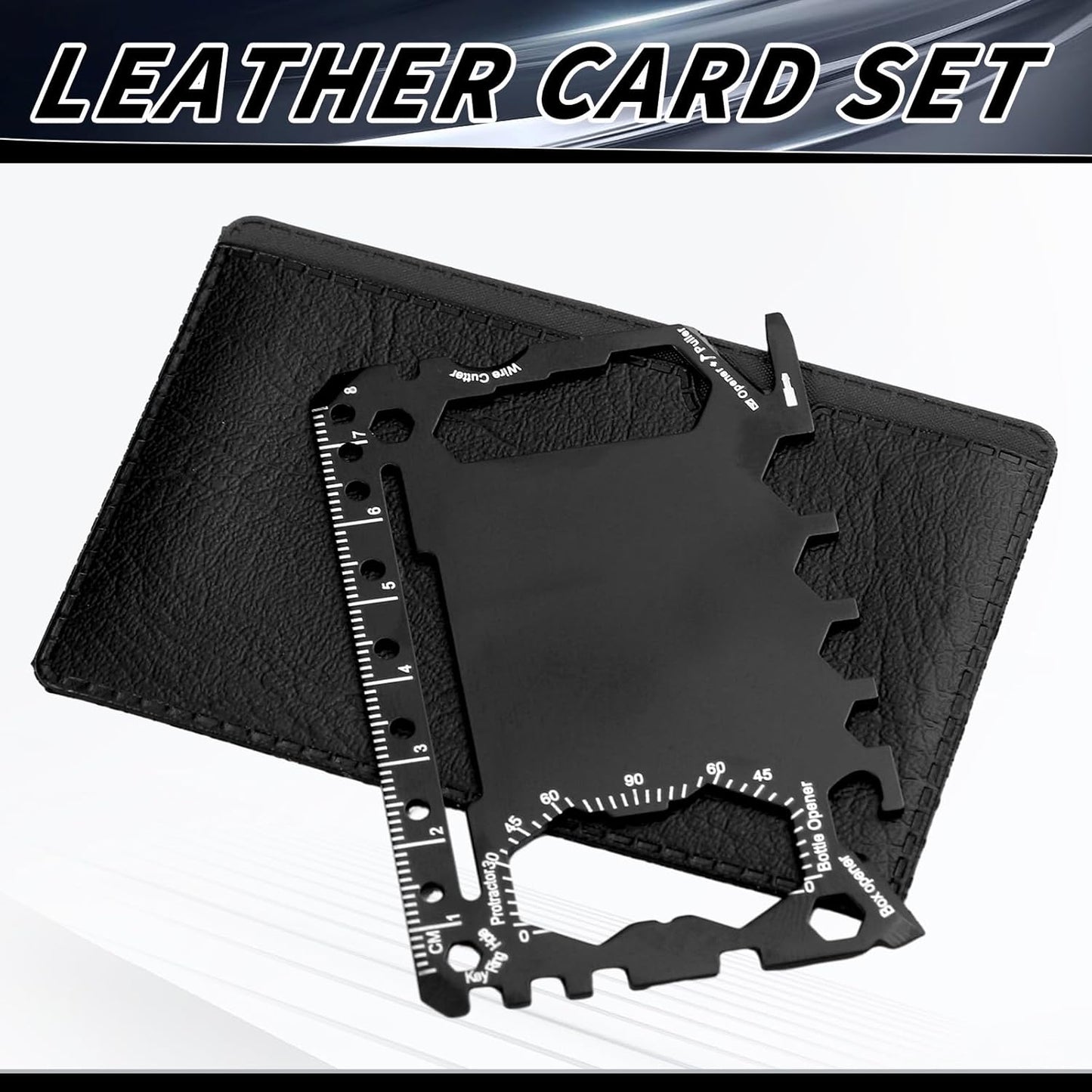 Cholemy 24 Pcs Credit Card Wallet Multitool 46 in 1 Metal Stainless Steel Survival Pocket Tool Bottle Opener Multipurpose Bulk for Husband Dad Men Christmas Birthday Gift, Black