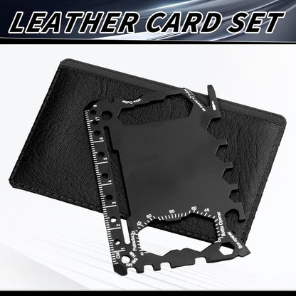 Cholemy 24 Pcs Credit Card Wallet Multitool 46 in 1 Metal Stainless Steel Survival Pocket Tool Bottle Opener Multipurpose Bulk for Husband Dad Men Christmas Birthday Gift, Black