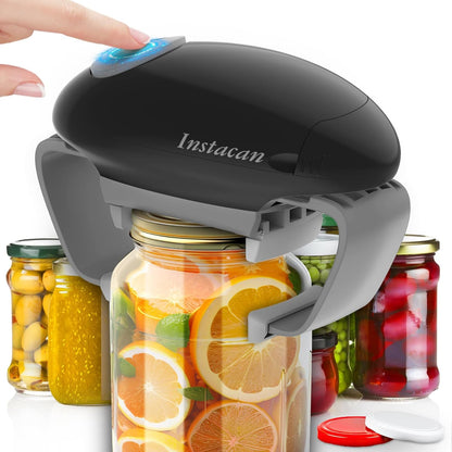 INSTACAN Higher Torque and One Touch Electric Jar Opener Easy Remove Almost Size Lid with Auto-Off, Powerful Bottle Opener for Arthritic Hands, Automatic Jar Opener for Weak Hands and Seniors (White)