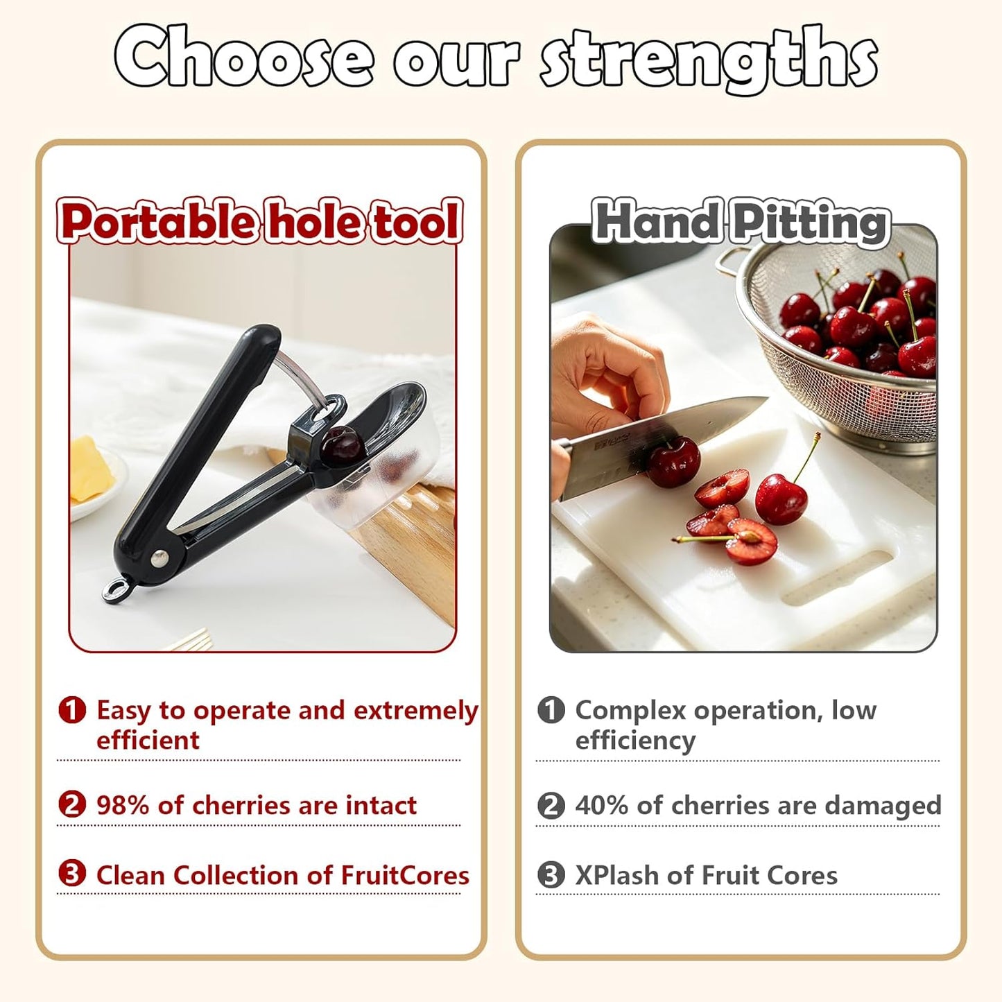 Cherry Pitter Tool 7-in-1 Stainless Steel Cherry Pitter with Splatter Guard, Easy Push Button Cherry Pitter Tool for Cherries Olives and Fruits, Food Grade Cherry Seed Remover