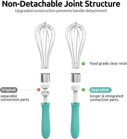 U-Taste 7" Mini Whisk for Cooking: 18/8 Stainless Steel Small Metal Kitchen Wisk, Tiny Hand Mixing Tool for Coffee, Egg, Sauce, 6-Wires Compact Head for Baking, Beating in Bowl, Mug, Jar (Set of 2)