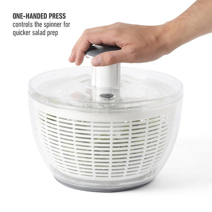 Calphalon Aero 6.3-Qt Stainless Steel Salad Spinner, Fruit & Vegetable Washer Bowl with Strainer Basket for Washing Lettuce, Spinach, Herbs & Fresh Produce
