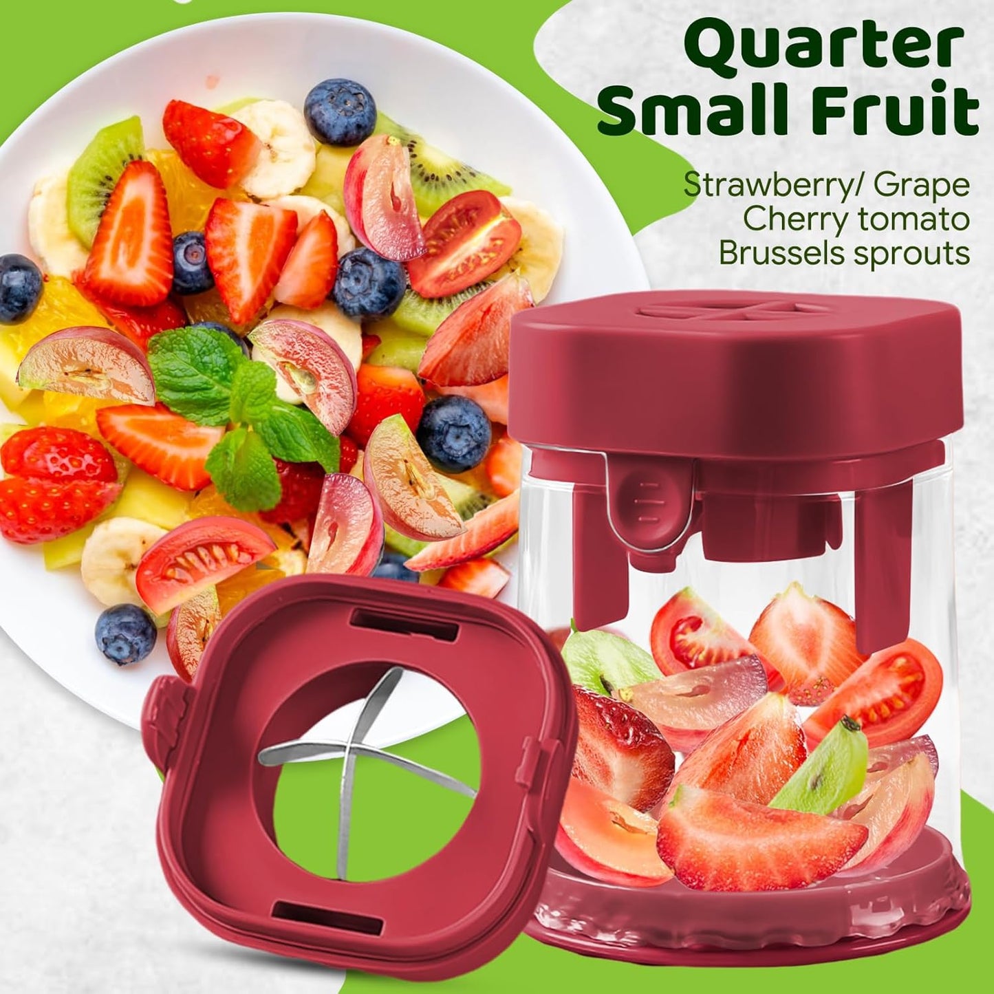 Small Fruit Cutter, Creative Strawberry & Grape Slicer, Quickly Making Fruit Vegetable Salad (Black)
