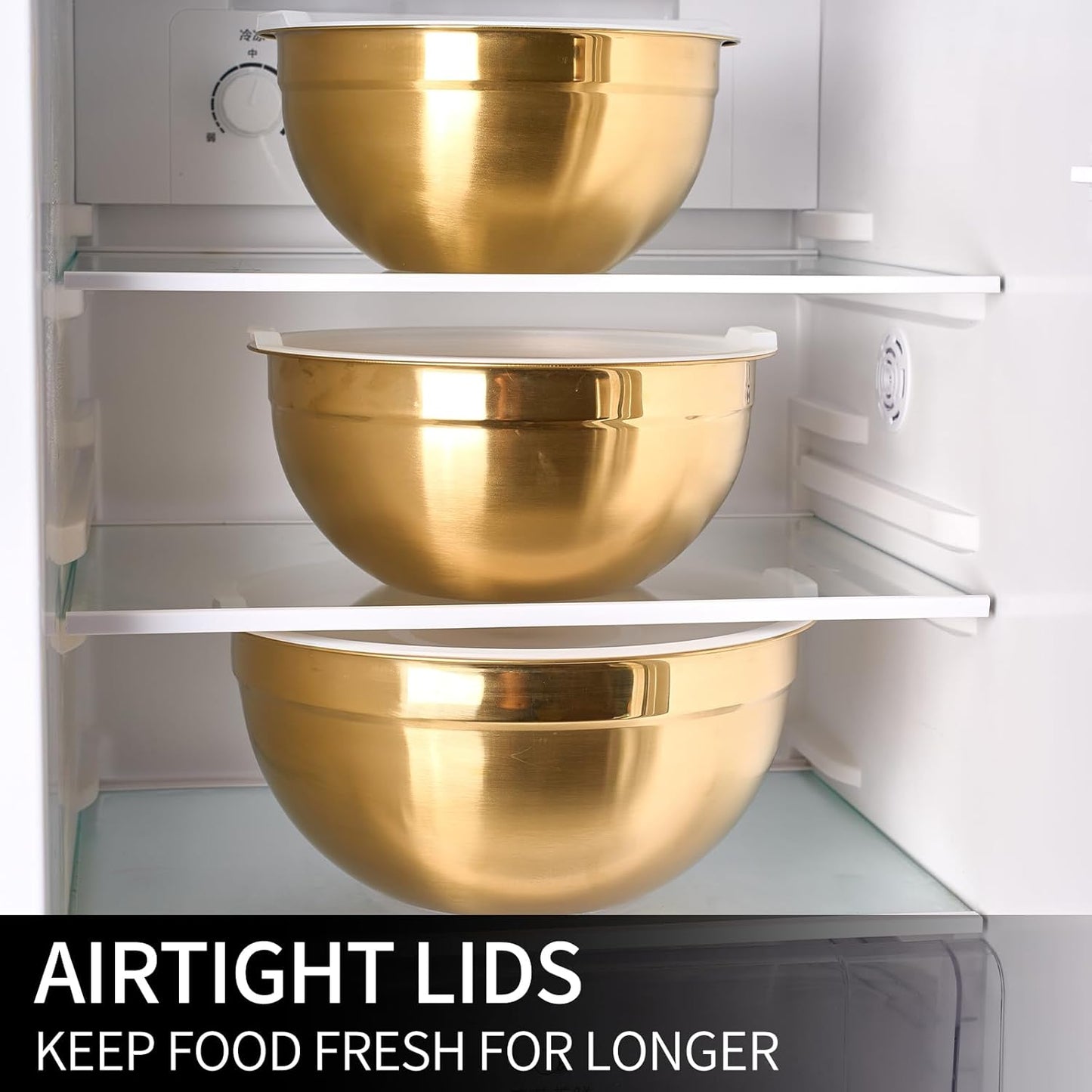Red Mixing Bowls with Lids Set of 7, Stainless Steel Nesting Bowl with Khaki Lid for Non-slip Mixing Prepping Storing Serving, 7 Sizes-7/3.6/2.7/2.1/1.5/1/0.8 QT