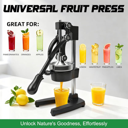 Hand Press Juicer Machine, Commercial Heavy Duty Cast Iron manual Press, for Orange Juice Lime Lemon Pomegranate, Easy to Use & Clean