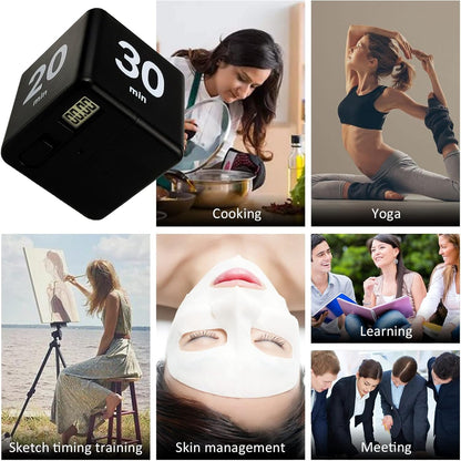 Feilifan Cube Timer, Productivity Cube Rotating Timer for Kitchen Studying Workout Classroom Kids ADHD 1-3-5-10 Minute Preset, White