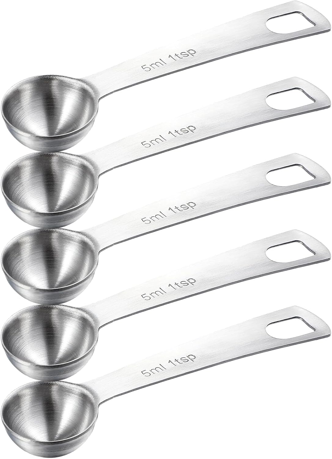5 PCS Measuring Spoons Tablespoon Measuring Spoon 1/3 Tbsp (1 tsp | 5 ml | 1/6 oz) Stainless Steel Measurings Spoons for Kitchen Cooking Spoon(Silver)