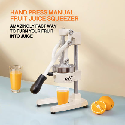 Commercial Heavy Duty Cast Iron Hand Press Manual Orange Citrus Lemon Lime Grapefruit Pomegranate Fruit Juice Squeezer Machine with Stainless Steel Cup