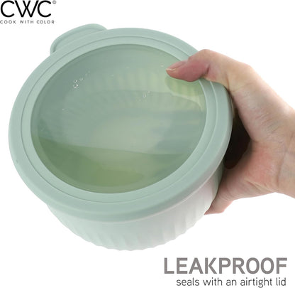 COOK WITH COLOR Prep Bowls with Lids- Wide and Deep Nesting Plastic Small Mixing Bowl Set with Lids, 8 Piece Set - Wide Bowls, Blue