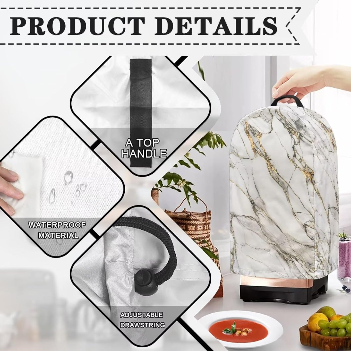 Coffee Pastry Blender Dust Cover with Drawstring Field Stand Mixer or Coffee Maker Cover Anti Fingerprint Polyester Appliance for Home Kitchen Decor
