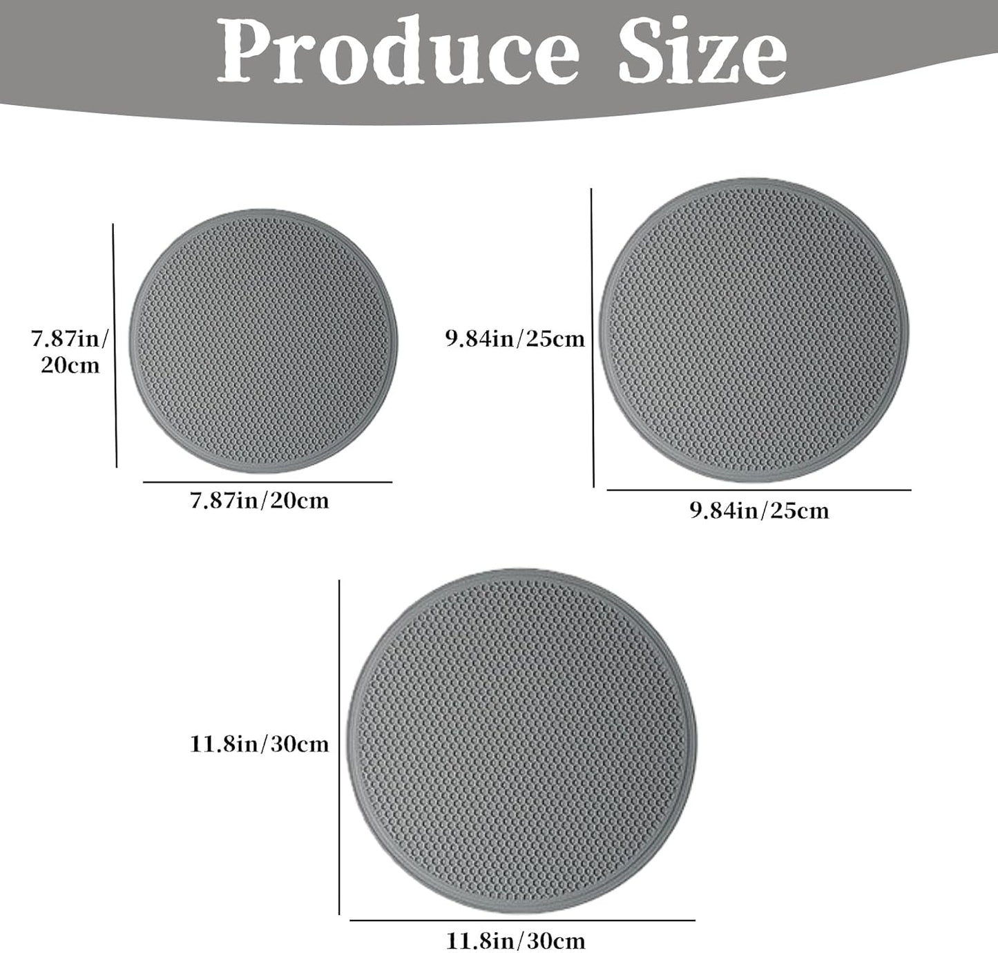 3 PCS Silicone Microwave Mat Heat Resistant Multifunctional Mat(8 10 12 Inch),Trivet,Splatter Guard,Pot Holder,Baking,Silicone Draining Mat,Place Mat,Dishwasher Safe(Gray)
