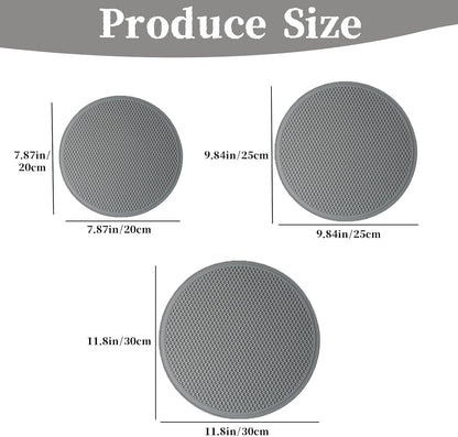 3 PCS Silicone Microwave Mat Heat Resistant Multifunctional Mat(8 10 12 Inch),Trivet,Splatter Guard,Pot Holder,Baking,Silicone Draining Mat,Place Mat,Dishwasher Safe(Gray)