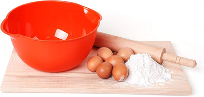Mintra Home Mixing Bowl w/Colander (Large 4.5L, Red) - For Washing & Draining Fruits And Vegetables - Heavy Duty Plastic for Baking, Cooking Supplies - Dishwasher Safe