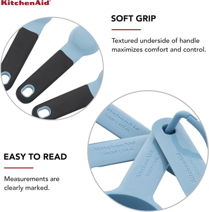 KitchenAid Universal Easy To Read Measuring Cup and Spoon Set with Soft Grip Handle for Maximum Control, Hang Hole and Nesting For Easy Storage, Dishwasher Safe, 9 Piece, Pistachio