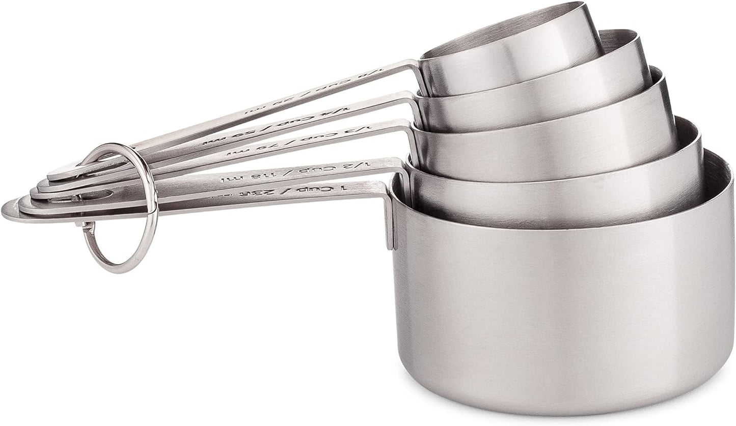 husMait Stainless Steel Measuring Cups & Spoons - 10 Piece Heavy Duty Measuring Cups & Spoons Set for Dry Foods, Spices or Liquids