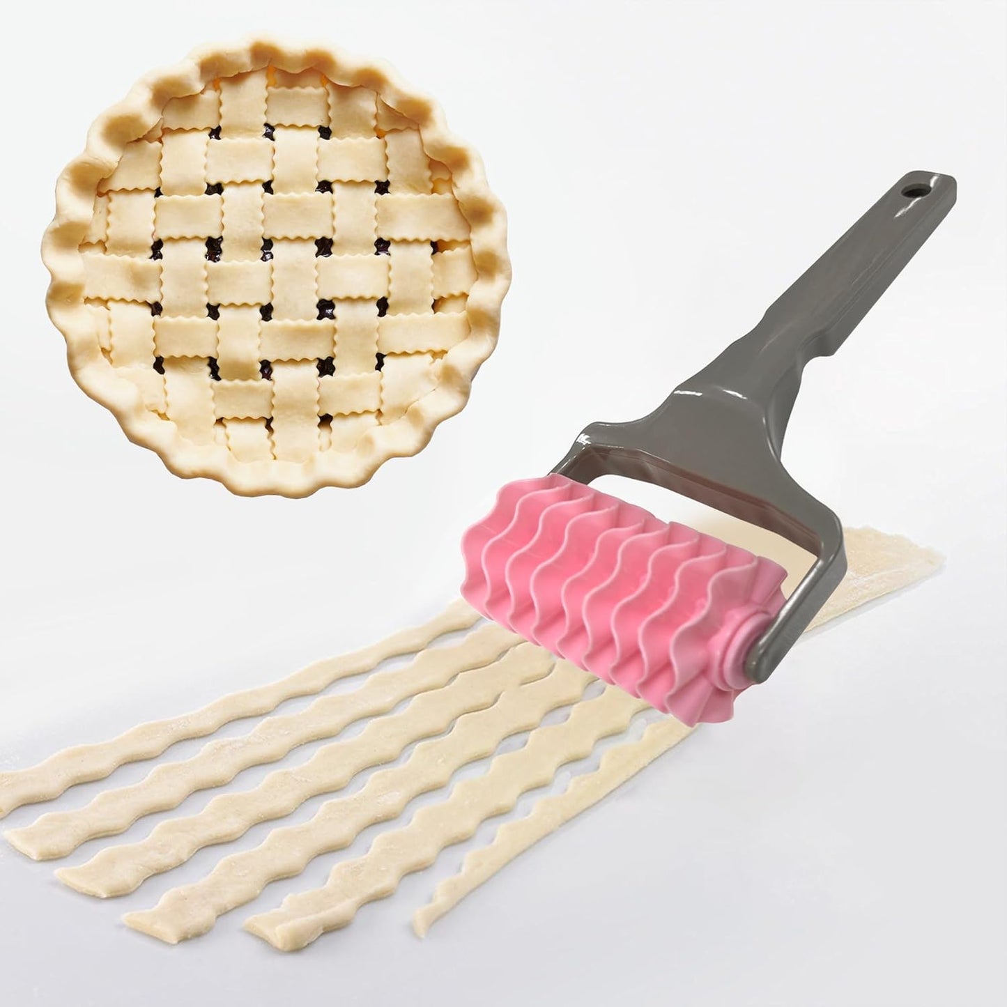 2 Pack Pastry Cutting Wheel, Pastry Wheel Decorator Pie Crust Pastry Wheel and Cutter for Cutting Pastry, Rolled Pastry Pie Crimper, Baking & Cooking Tool for Apple Pie Crust or Ravioli Pasta
