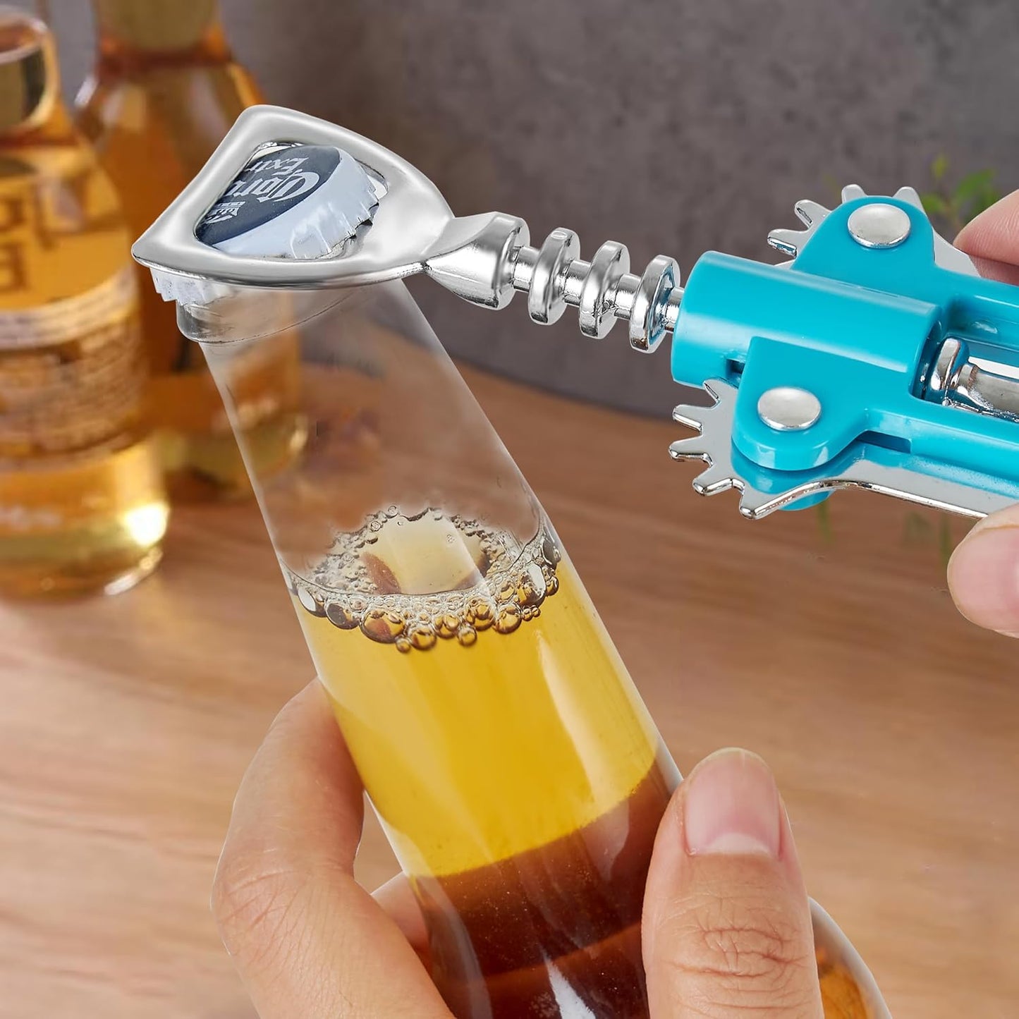 Wine Opener,Multifunctional Bottles Opener Zinc Alloy Corkscrew Wine Opener with Ergonomic Wing Handle (navy blue)