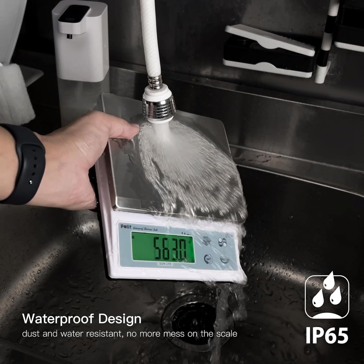 Polit Digital Kitchen Scale KT-66 30lb/13kg｜0.05oz/1g Precision Food Scale with LCD Display｜Battery or Plug-in｜Stainless Steel Top｜Grams, Ounces, Pounds｜5 Units for Baking, Farming & Shipping Scale