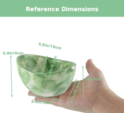 Pottery Herb Stripper Bowl,Handmade Imitation Ceramic Kitchen Tool with Tweezers Handmade Herbs Stripper Tool for Dishwasher and Microwave