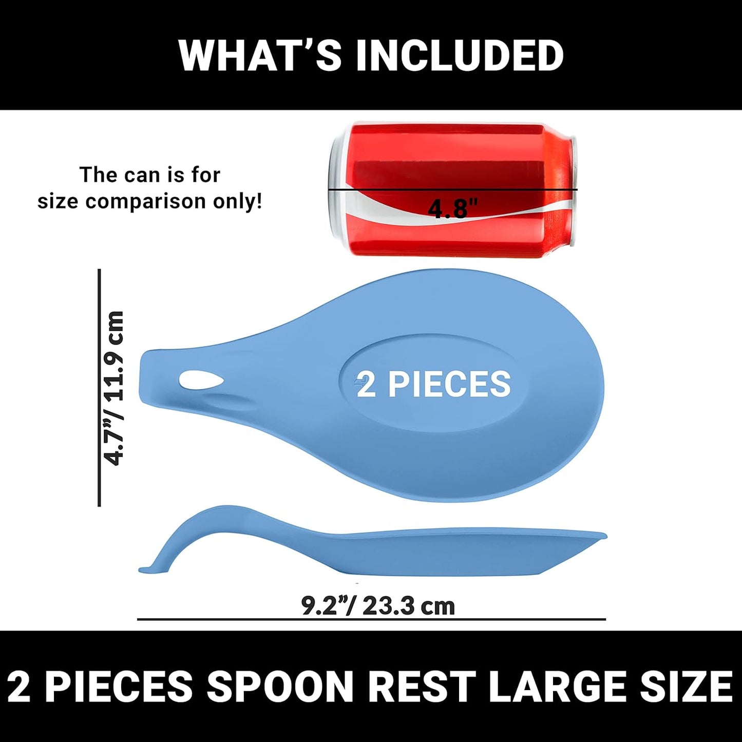 Silicone Spoon Rest for Stove Top Set of 2 – HEAT RESISTANT DISHWASHER SAFE Kitchen Utensil Holder for LARGE Utensils - Won’t Break - Non-Slip - Ideal for Glass & Induction Cooktops - for Home Cooks
