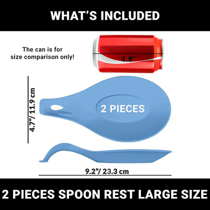 Silicone Spoon Rest for Stove Top Set of 2 – HEAT RESISTANT DISHWASHER SAFE Kitchen Utensil Holder for LARGE Utensils - Won’t Break - Non-Slip - Ideal for Glass & Induction Cooktops - for Home Cooks