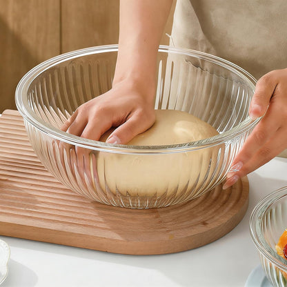 Glass Mixing Bowls with Lids Set(3.7QT,2.1QT, 1.1QT, 0.5QT), Nesting Space Saving Set of Bowls for Kitchen Cooking, Baking, Prepping, Dishwasher Safe Salad Bowls (Black)