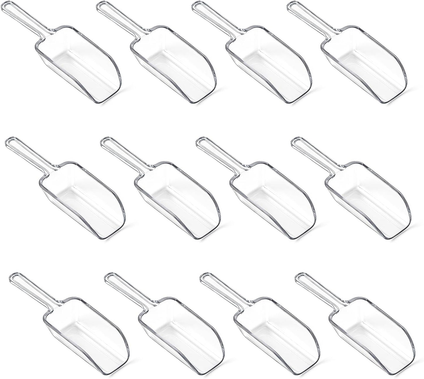 12 Pcs Mini Acrylic Plastic Kitchen Scoops 4.3" Multi Purpose Ice Scoops Acrylic Scoop for Canisters for Christmas Popcorn Food Ice Cream Dessert Canisters Jars Buffet Kitchen Bar Wedding Party