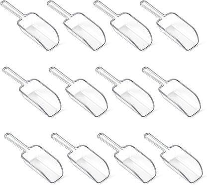 12 Pcs Mini Acrylic Plastic Kitchen Scoops 4.3" Multi Purpose Ice Scoops Acrylic Scoop for Canisters for Christmas Popcorn Food Ice Cream Dessert Canisters Jars Buffet Kitchen Bar Wedding Party