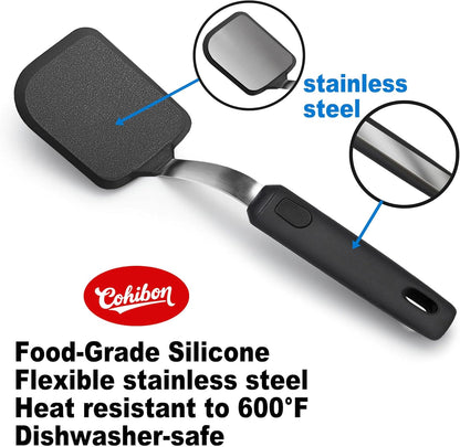 Silicone Spatula Set, Spatulas Silicone Heat Resistant Mixed 5 Piece Kitchen Cooking Utensils Set for Nonstick Cookware - Flexible Stainless Steel Core with Full Silicone, Dishwasher Safe