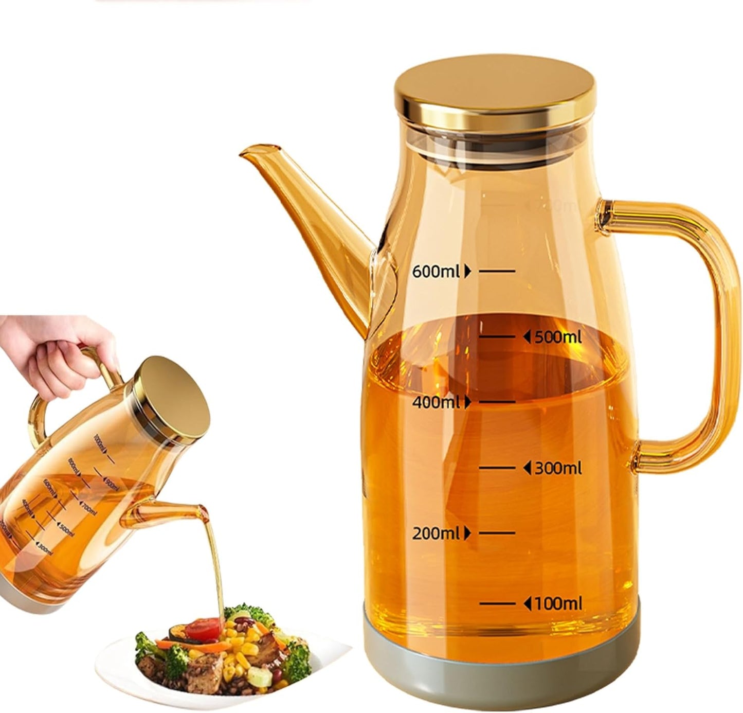 2025 Oil Dispenser Bottle with Drip Free Spout Food Grade Oil Vinegar Cooking Sprayer Kitchen Glass Container Bottles (600 ML)