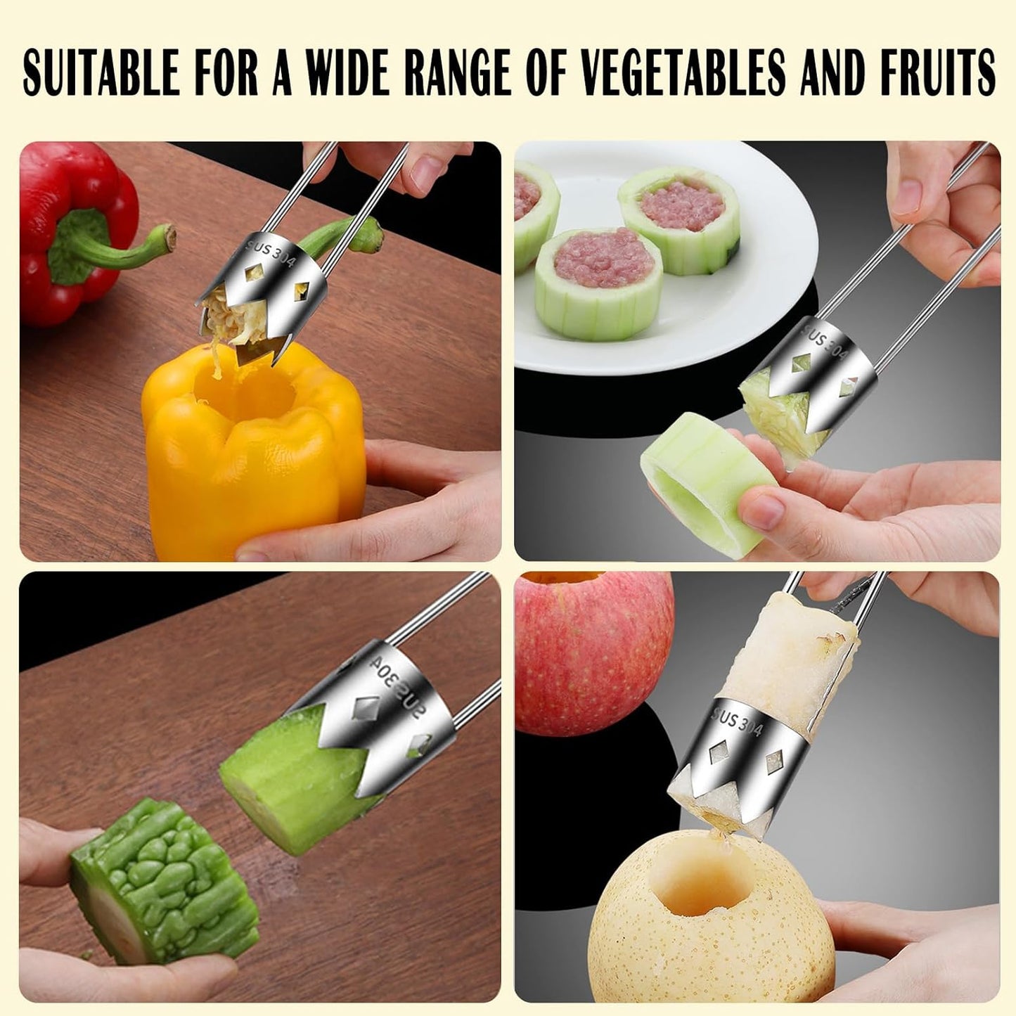 Red Bell Pepper Seed Corer Tool,Stainless Steel Fruit and Vegetable Corer Tool, Creative Bell Pepper Cutter Kitchen Utility Gadgets for Cored Bell Peppers, Apples, Pears
