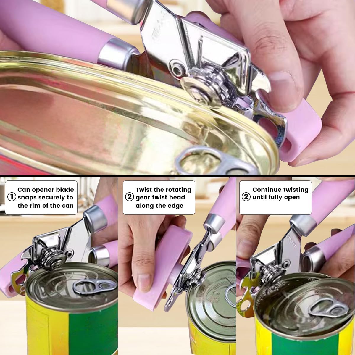 The Original Heavy Duty Stainless Steel Smooth Edge Manual Can Opener and Bottle Openers, Soft Handle, Rust Proof Oversized Handheld Easy Turn Knob,Grey