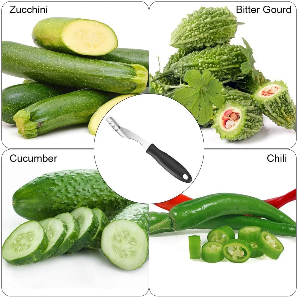 Jalapeno Corer Tool with Serrated Slice and Rubber Handle Easily Seed Remover or Slice off Vegetables tops for Efficient Cooking and Grilling