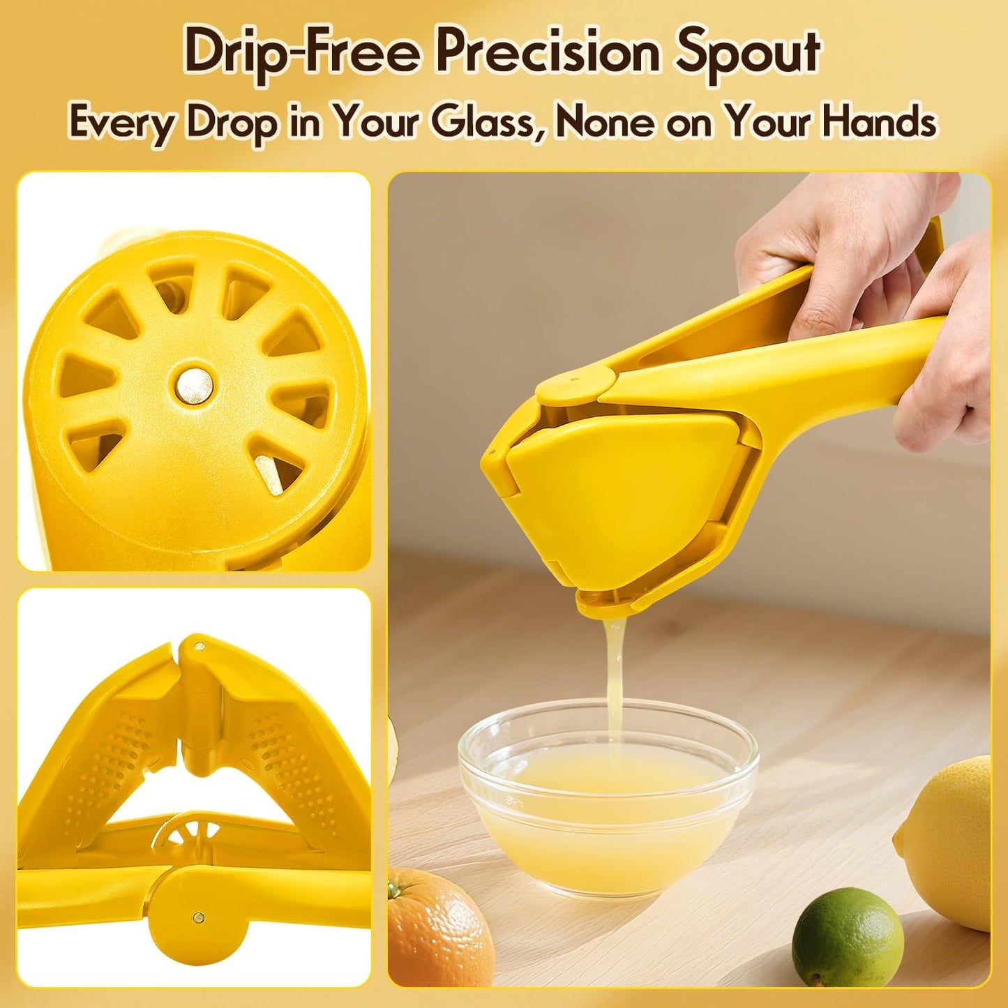 Manual Lemon Squeezer, Hand Lemon Squeezer, Durability and longevity, Easy to Use & Dishwasher Safe, Lemon Juicer, Citrus Juicer, Lemon Juicer Squeezer to Squeeze Lemons, Yellow, HomeyVenture