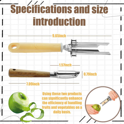 Apple Corer Tool And Peeler, Adjustable-Diameter Fruit And Vegetable Corer（Stainless Steel,2Pcs）