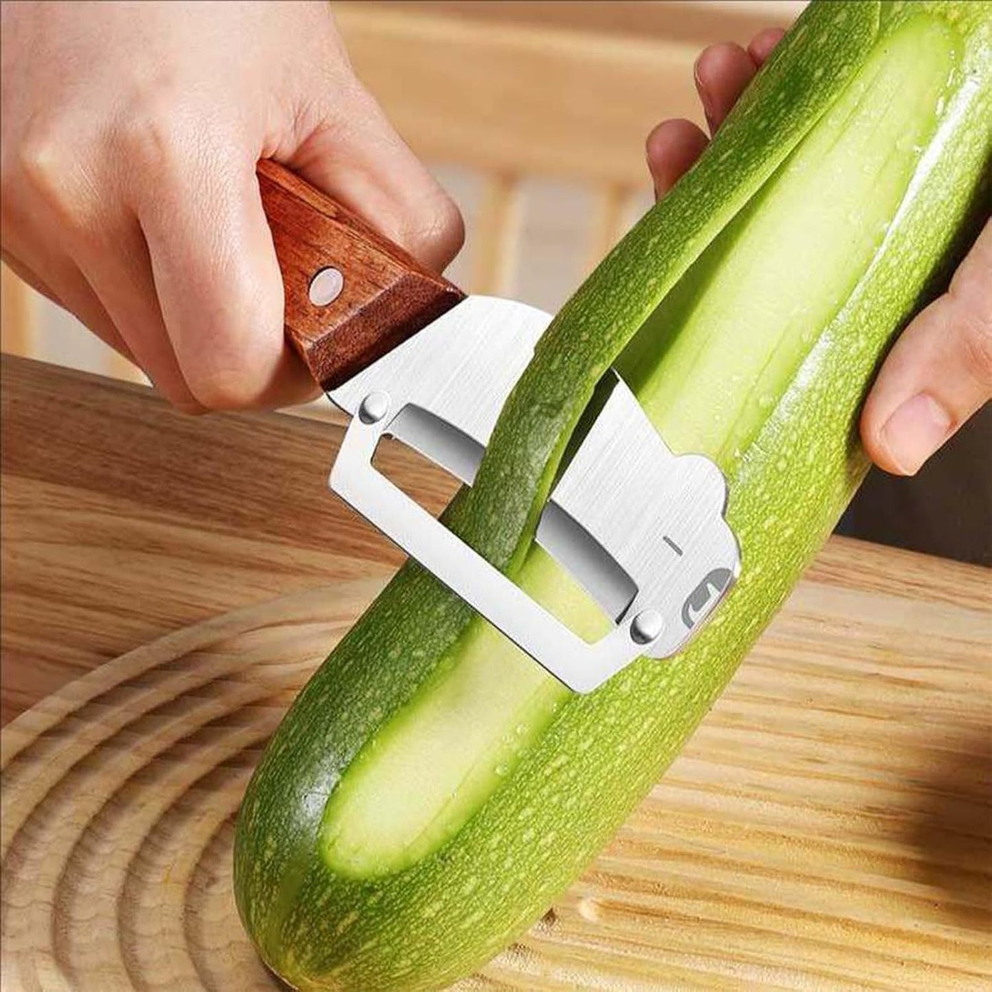 Vegetable Peeler with Wooden Handle and Stainless Steel Blade for Veggie Potato Carrot Apple Fruit Kitchen Tool